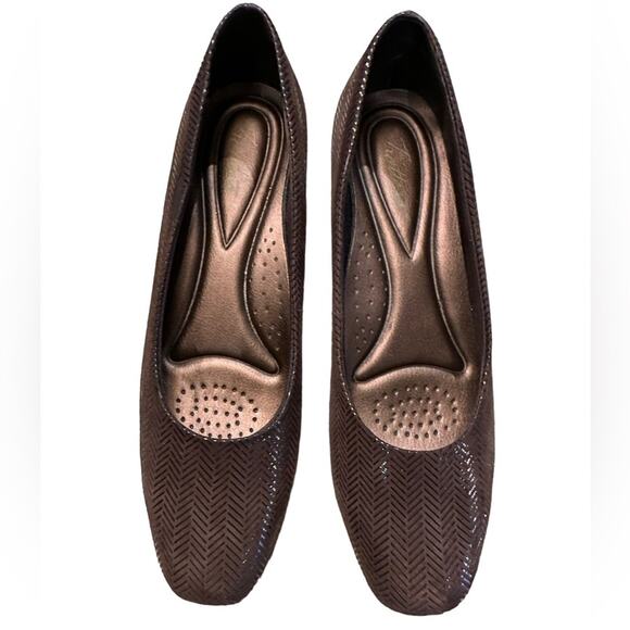 Trotters Brown Herringbone Suede Loafers Womens Size 8N Shoes - Picture 2 of 8